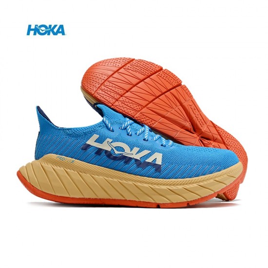 Hoka Carbon X3 Blue Brown Yellow Women Men Running Shoe