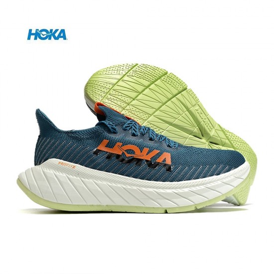 Hoka Carbon X3 Deep Blue Black LtGreen Women Men Running Shoe