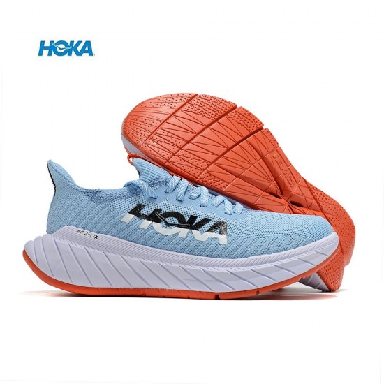 Hoka Carbon X3 Ltblue Orange White Women Men Running Shoe