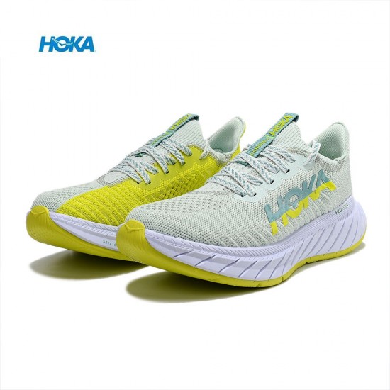 Hoka Carbon X3 Ltgreen Yellow White Women Men Running Shoe