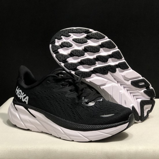 Hoka Clifton 8 Black White Women Men Running Shoe