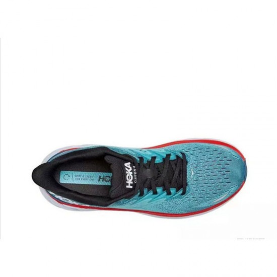 Hoka Clifton 8 Blue Black Orange White Women Men Running Shoe