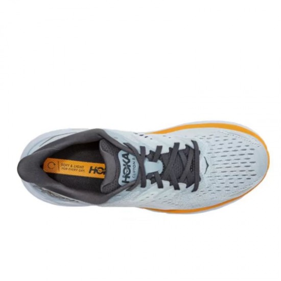 Hoka Clifton 8 Grey Orange Black Women Men Running Shoe