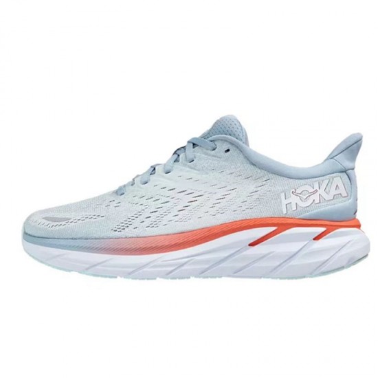 Hoka Clifton 8 Grey Orange Women Men Running Shoe