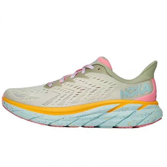 Hoka Clifton 8 Pink LtGreen Blue Yellow Women Men Running Shoe