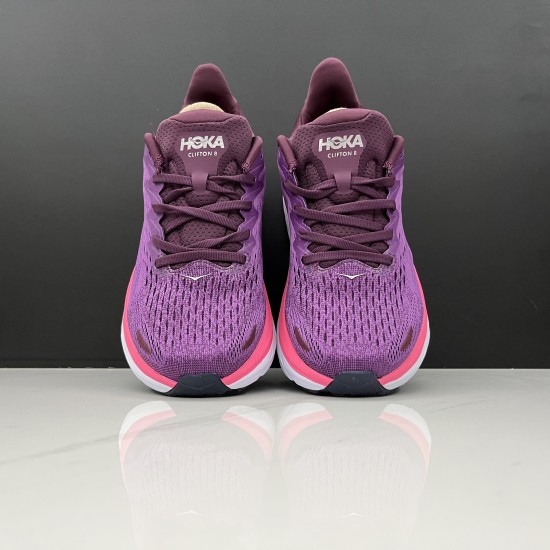 Hoka Clifton 8 Purple Red Black Women Men Running Shoe