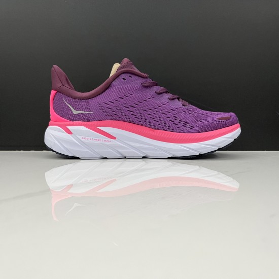 Hoka Clifton 8 Purple Red Black Women Men Running Shoe