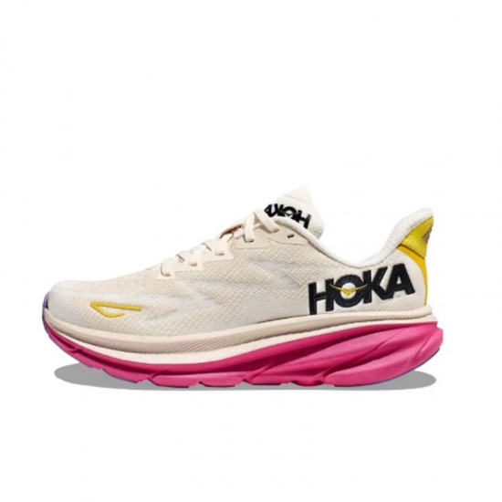 Hoka Clifton 9 Pink Beige Yellow Women Men Running Shoe