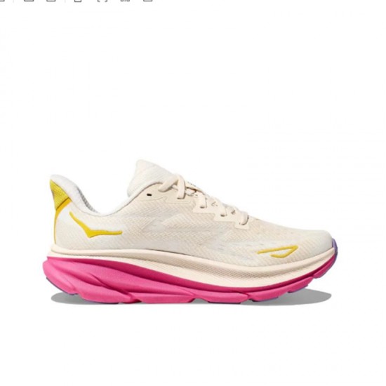 Hoka Clifton 9 Pink Beige Yellow Women Men Running Shoe