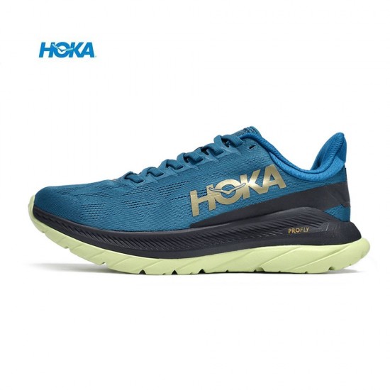 Hoka Mach 4 Deep Blue LtYellow Black Women Men Running Shoe