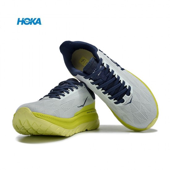 Hoka Mach 4 Yellow Grey Deep Blue Women Men Running Shoe