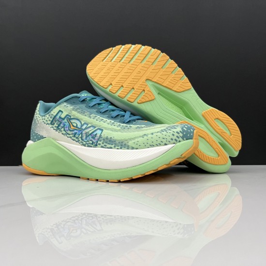 Hoka Mach X Green Beige Orange Women Men Running Shoe