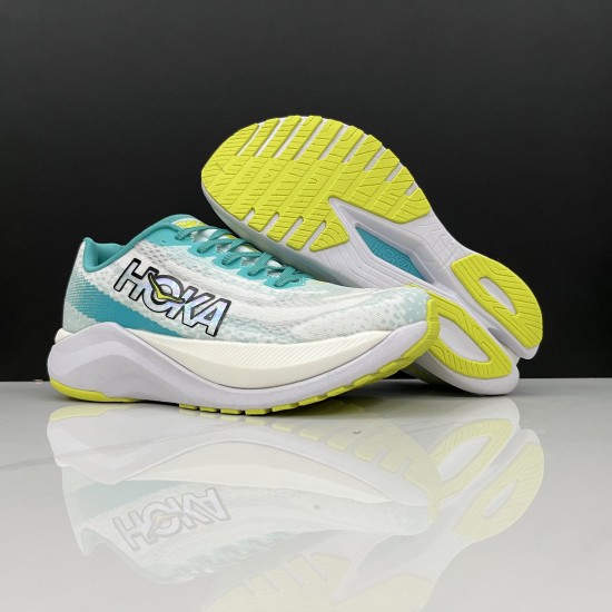 Hoka Mach X White Blue Yellow Women Men Running Shoe