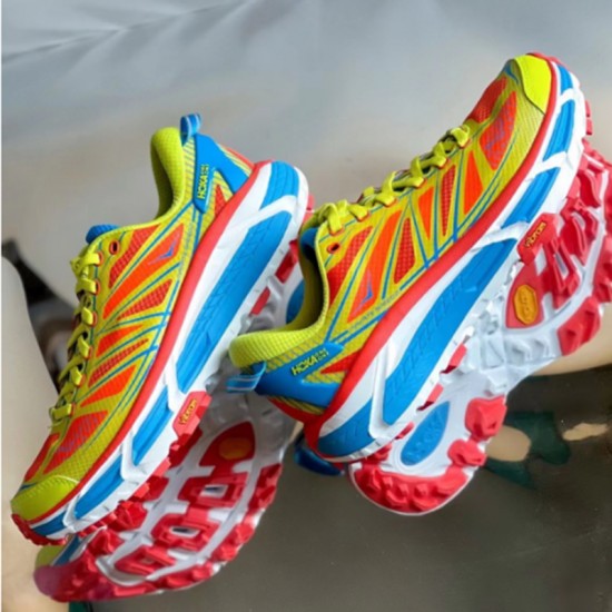 Hoka Mafate Speed Blue Red Yellow Women Men Running Shoe