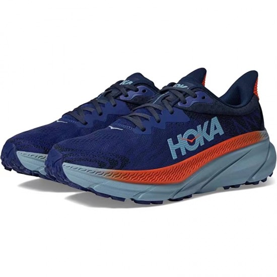 Hoka Mafate Speed Challenger 7 Deep Blue Orange Women Men Running Shoe
