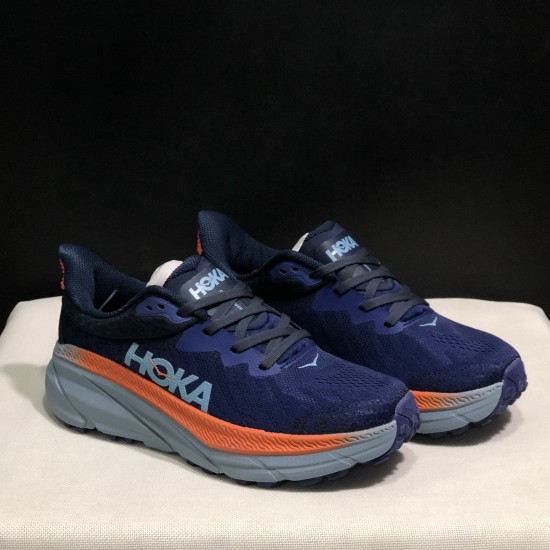 Hoka Mafate Speed Challenger 7 Deep Blue Orange Women Men Running Shoe