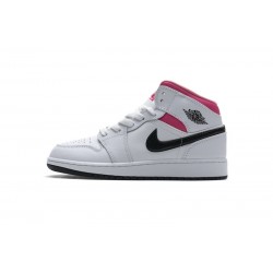 Air Jordan 1 Mid White Black Hyper Pink